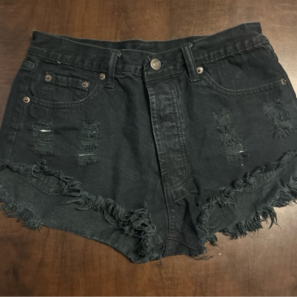 Signature Black Distressed Jean Shorts